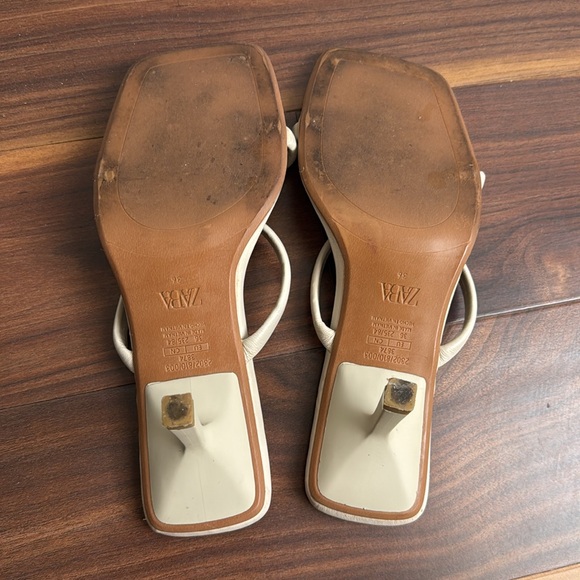 Zara HEELED TUBULAR STRAP LEATHER SANDALS size 6 - Picture 7 of 8